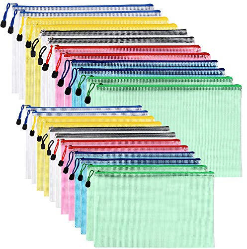 24pcs Plastic Wallets A4 Zip Wallet Ziplock Bags Zip Folder Zipper Bag A5 Zipped Wallets Document Folder