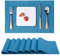 Myir JUN Tischsets Abwaschbar 8er Set, Gewebte Platzdeckchen rutschfest Abgrifffeste Hitzebeständig, Vinyl Platzsets Abwaschbar für küche Speisetisch Hotel, Platz-Matten30x43.5cm (Blau)