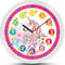 K&L Wall Art rosa Kinder Wanduhr für Mädchen lautlose Einhorn Prinzessin Lernuhr 30cm groß Blumen Kinderuhr Lernzifferblatt 30cm