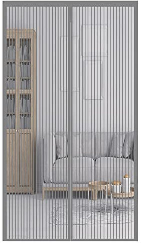 Zanzariera Magnetica per Porte 120x250cm Chiusura Automatica Tenda Anti Zanzare Animali Domestici, Colla per Porte d'Ingresso,Porte, Cortili, Grigio