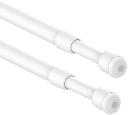 2PCS Small Spring Tension Curtain Rod, Net Rod Extendable, Telescopic Curtain Rod for Net Curtain, Window, Kitchen (70-120CM/27.56-47.2Inch,White, Diameter: 10mm/7.8mm)