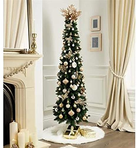 Abaseen Artificial 7ft Green Pencil Christmas Xmas Decoration Tree With 620 Tips 2.1m tall - thinner for smaller spaces (7 FT)