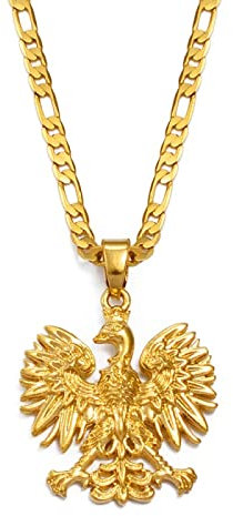 HUWAIYUNDONG Von Polen Symbol Adler Anhänger Halsketten Damen Herren, Polska Polen Schmuck, Geometrisches Muster, Patriotische Ethnische Flagge, Unisex-Accessoires, Verstellbare Kette, Täglich, L