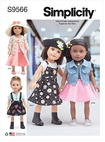 Simplicity SS9566OS 18 Doll Clothes OS One Size Only