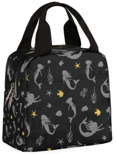 Bolsa de almuerzo con aislamiento de estrellas de mar de sirena con animales de mar, lonchera reutilizable, nevera para el almuerzo para mujeres, hombres, niñas, niños, escuela, picnic, trabajo,