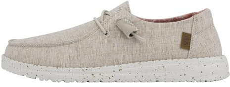 HEYDUDE Wendy Chambray Damen - Slip on Flache Schuhe - Mokassin Stil, White Nut, 40