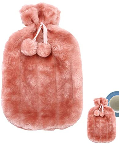 Amesor Wärmflaschentuch | 2-Liter-Wärmflaschenbezug aus Kunstplüschpelz - Wasserflasche Softcover für heiß kalt 6-8 Stunden warm halten hilft Muskelschmerzen Menstruationskrämpfe zu lindern
