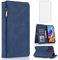 Asuwish Compatible with Samsung Galaxy A21S Wallet Case Tempered Glass Screen Protector Zipper Leather Flip Cover Card Holder Stand Cell Accessories Phone for Glaxay Galaxies A 21S Women Men Blue