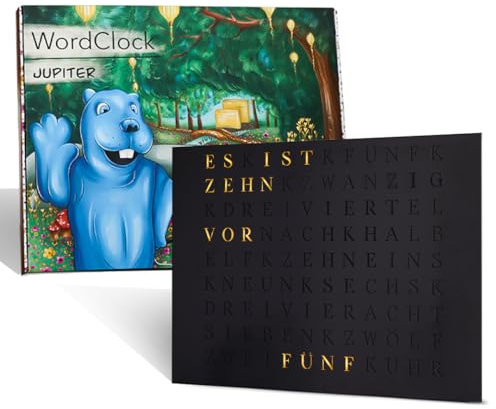 build-yours WordClock Jupiter gelaserter Edelstahl in matt Schwarz - Digitale LED Wanduhr | Designer Wortuhr für Heim und Büro