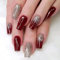 24 Stück Eckig Nägel Zum Aufkleben Kurz, Roter Glitzer French Künstliche Nägel, Natural Kunstnägel Press on Nails mit Design, Square Fingernägel Fake Nails für Frauen und Mädchen Party und Heimat DIY
