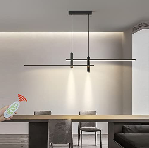 Esstischlampe LED Pendelleuchte L100cm Dimmbar Esstisch Esszimmer Schwarz Hängelampe Hängeleuchte Wohnzimmer Küchen Hängend Lampe Moderne Höhenverstellbar Kronleuchter Büro Bar Deko Decken Leuchte