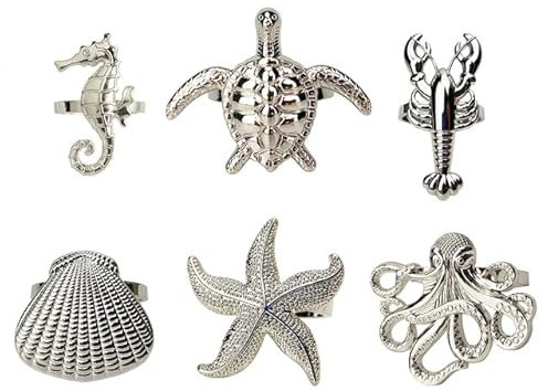 YEAG Serviettenringe, 6 Stück, für Strand, Hochzeit, Party