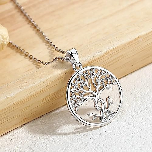 OBCPD 925 Sterling Silver Tree of Life Necklace Solid Silver Twisted Rowan Tree with Silver Chain or Pendant