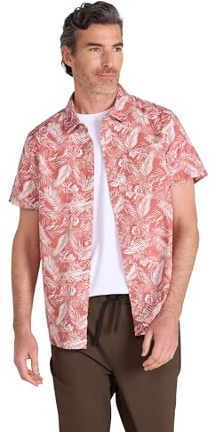 Mountain Warehouse Coconut Slub Texture Short-Sleeved Shirt - Lightweight Cotton Tee with Pocket, Casual Wear - Spring Summer, Holidays & Travelling Rust M