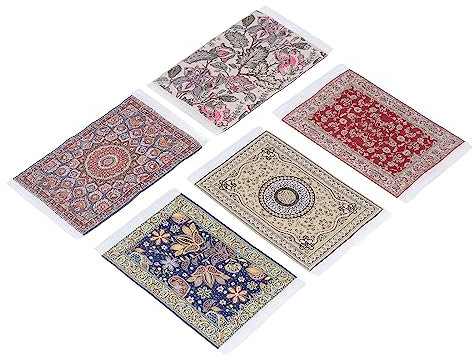 Airshi 1/12 Puppenhaus-Teppich, Vintage Oriental, Multicolored, Stoff, 16 cm x 9.7, 5 Stück
