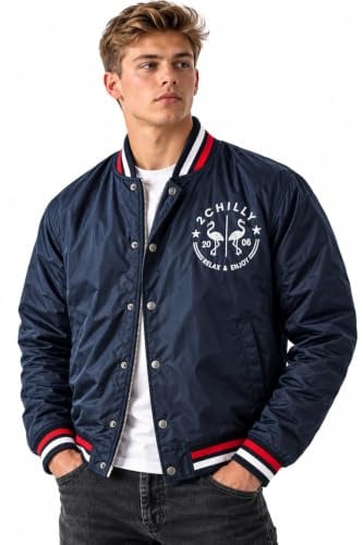 2chilly Giacca da collegio da uomo in nylon vintage Palm Beach Florida Varsity Bomber Jacket