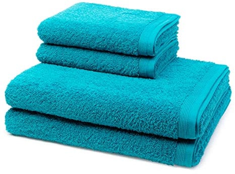 Möve - Superwuschel - 2 X Handtuch 2 X Duschtuch - im Set - Baumwolle (4er Set Lagoon)