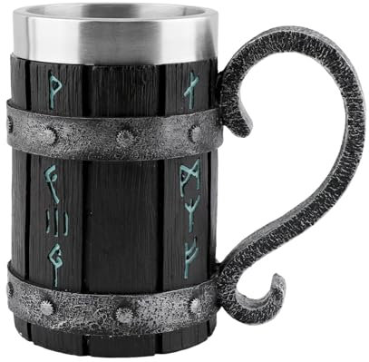 Taza de cerveza nórdica Viking Rune - Regalo de mitología nórdica - Regalo de mitología nórdica - Acero inoxidable