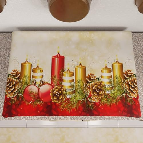 PETTI Artigiani Italiani - Coprifornello Natalizio, Coprifornello Cucina Natalizio, Copri Piano Cottura 50x70 cm, Coprifuochi Candele, 100% Made in Itay