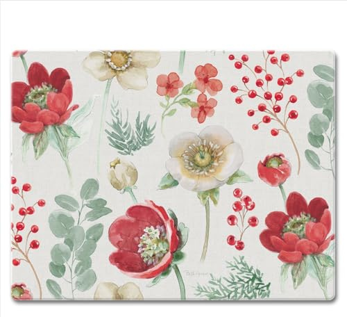 CounterArt Farmhouse Designs 3mm Tempered Glass Cutting Board 10 x 8 Manufactured in the USA Bar Board Cheese Board Snack Tray (Floral Traditions)
