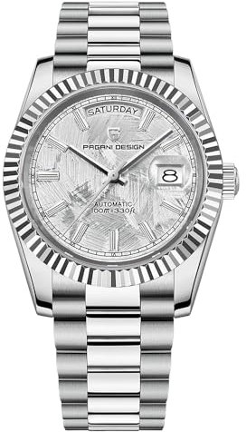 Pagani Design Hommes Automatique, Calibre NH36A Hommes DD40 AR Mécanique Verre Saphir, étanche à 100 mètres Hommes PD-1783 Classic Casual Sport Watch (Blanc AT-1783)