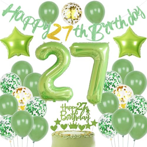 Grün Geburtstagsdeko 27 Mann, Grün 27 Geburtstag Deko Frau, Luftballons 27. Geburtstagsdeko Mann 27. Geburtstag, 27. Frau Ballon, 27. Party Deko