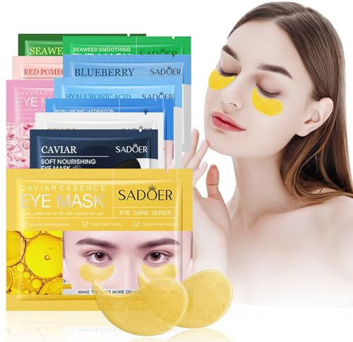Augenpads 20PC, Augenpads Gegen Augenringe Hyaluron Eye Pads, Eye Patches Gegen Falten Tränensäcke, Augen Pads mit Hyaluronsäure & Kollagen für Urlaub und Reisen