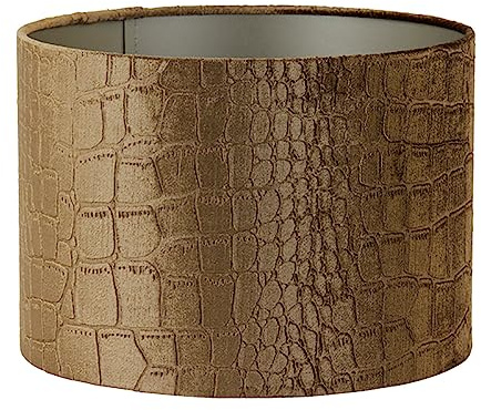 Dirk Davids Leuchten GmbH Lampenschirm Zylinder in Velours Braun mit Kroko Prägung für Tischleuchte Tischlampe 20-20-15
