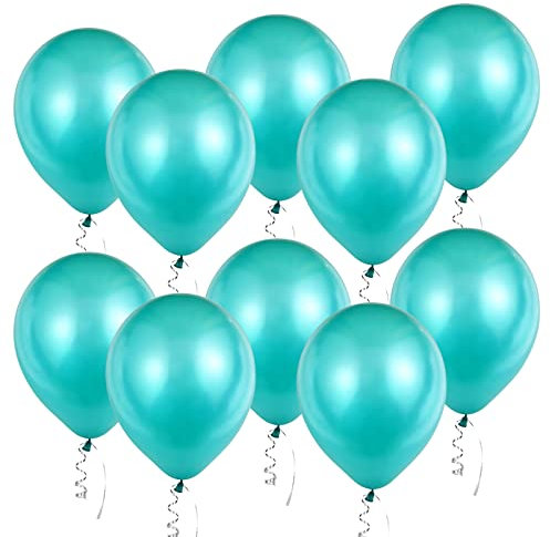 Luftballons Tiffany Blau, 60 Stück 12 Zoll Turquoise Latex Ballons, Türkis Helium Balloons mit Bändern, Partyballon Dekorationen für Geburtstage Hochzeit Valentinstag Graduierung Kommunion Thema Party