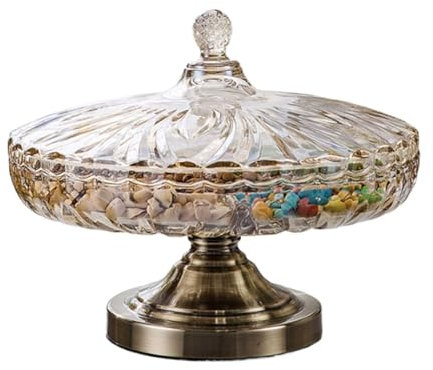 ASDMINWIOC Bandejas de Frutas con Tapas, Cuencos de Cristal para Dulces, Cuencos de Frutas, centros de Mesa para Fiestas, Platos de Postre, bandejas para Servir Aperitivos, Soporte para Frutas