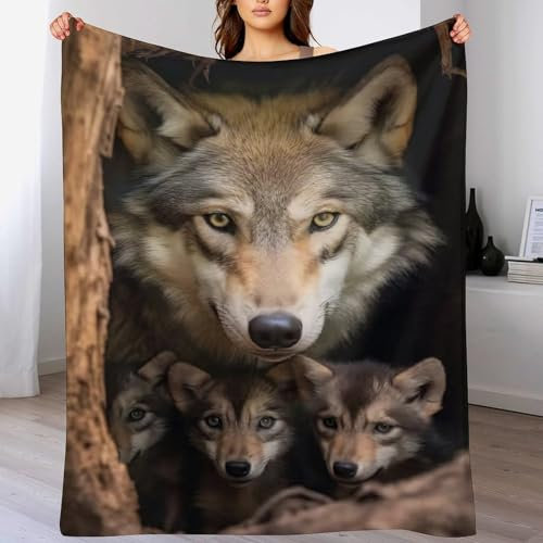 Wolf Decke Flauschige Decke Fleecedecke Weich Und Warm Als Sofadecke, Wohndecke Oder Tagesdecke, Decken Für Couch（130×180cm）