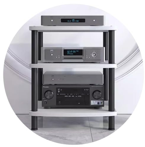 HIFI-Audioschrank 2/3/4-stufige HiFi-Racks und -Ständer Audio-Rack Schrank AV-Regal TV-Absorber Geräteschrank Audio-Entertainment-Einheit Medienschrank(Weiß,60 * 54 * 66cm(3Tier))