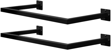 eSituro 2er Set Kleiderstange Wand Rechteck, Garderobenstange Wandmontage, aus Industrierohr, platzsparend, für Flur Küche Wohnzimmer Badezimmer, 50 kg belastbar, 64x6,5x30 cm, Schwarz