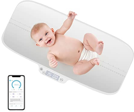 GOPLUS Digitale Babywaage, Smarte Babywaage mit App, Halte- und Tarafunktionen, LED-Anzeige, Multifunktionale Haustierwaage, Wiege für Baby & Haustier, Maximalgewicht 30 kg