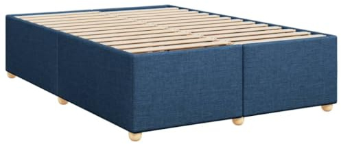 vidaXL Bettgestell, Bett mit Lattenrost, Bettrahmen mit Bettfüße, Polsterbett Doppelbett für Schlafzimmer, Modern, Blau 140x200cm Stoff