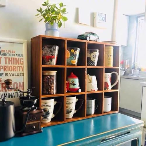 Espositore per Tazze da caffè Legno Rustico da Collezione Scaffale Porta Tazze da Viaggio Scaffali per Oggetti da Collezione Contiene 12 Tazze