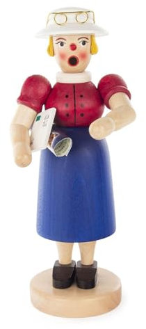 Rudolphs Schatzkiste Räucherfrau Sekretärin mit Zeitung BxHxT 12x19x9cm NEU Schreibkraft Bürokraft Tippse Räuchermann Räucherfigur Rauchmann
