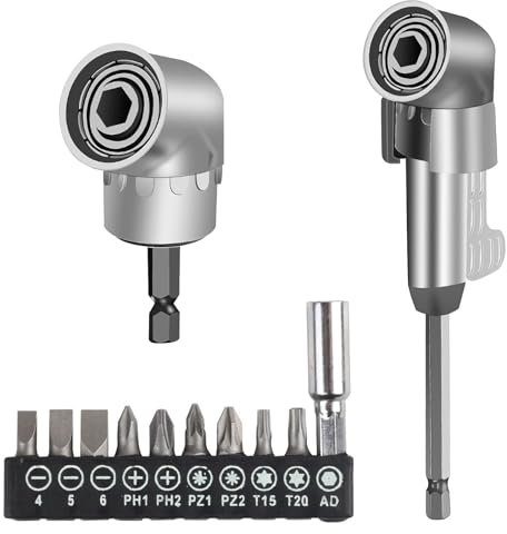 Winkelschrauber Vorsatz Adapter, 105° Corner Tool Screw Hub With Multi-Function Bend Screwdriver Bit, mit 1/4-Zoll Schnellwechsel und Magnetischen Bit Halter Winkelschraubendreher Winkelschraubvorsatz