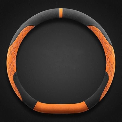 2 Stück Auto Lenkradhüllen für Renault Clio V/5 (ab Bj.2019), Lenkradbezug Rutschfester Auto Lenkradschutz Anti-rutsch Atmungsaktives Lenkradbezug(Black-Orange,D Shape)