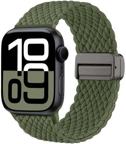Maledan Intrecciato Cinturino Compatibile con Cinturino Apple Watch 45mm 46mm 44mm 49mm 42mm 41mm 40mm 38mm, Cinturino Magnetico in Nylon Solo Loop per iWatch Serie 10 9 8 7 6 5 4 3 2 1 SE Ultra