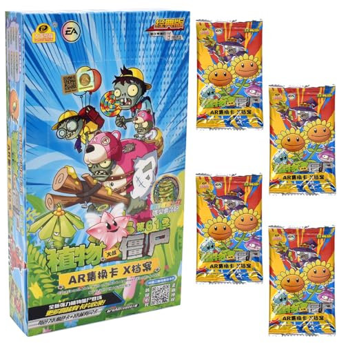 JXBBAAC Plants Vs Zombies Trading Cards Anime Cards Collectable Cards Card Pack Anime Games Pack Trading Card Booster Box Anime Games Birthday Gift for Children 30Packs 240pcs
