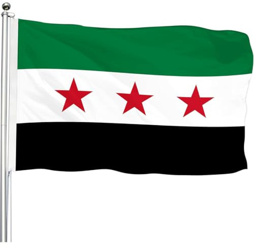 CATOR Drapeau Syrie, Syrian flag Armée Syrienne libre, 90x150 cm Drapeau Syrien, 100% Polyester Avec Oeillets Métalliques Intégrés