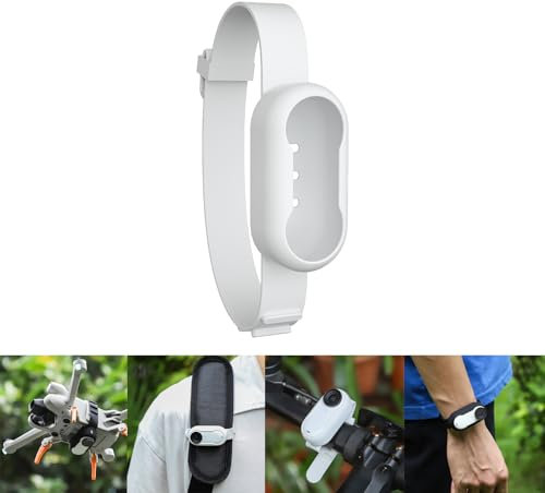 CERFFOOL Silicone Strap Cover for Insta360 GO 3S/3 Protective Case Adjustable Multifunctional Attachment Strap Drone Bike Mount for Action Camera Accessories (White)