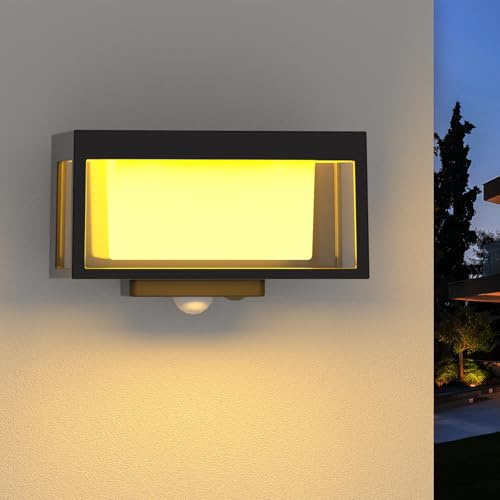 Mittokonnel außenleuchte mit bewegungsmelder, IP65 Wasserdichte Solarlampen für Außenwand, Moderne, kabellose Montage, geeignet für Eingang, Einfahrt, Terrasse, Garten (1 Stück)