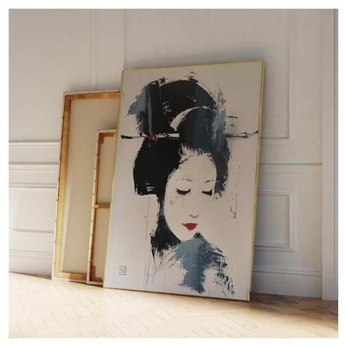 XENITE Wandkunst-Leinwanddrucke Moderne Abstrakte Geisha Japan Kunst Malerei Druck Leinwand Poster Bild Für Wohnzimmer Schlafzimmer Wand Kunst Home Decor(40x60cm)