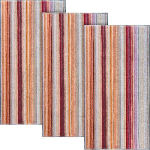 REDBEST Duschtuch 3er-Pack Streifen bunt Größe 70x140 cm- ideal für Reisen, leichte Qualität, Gute Feuchtigkeitsaufnahme