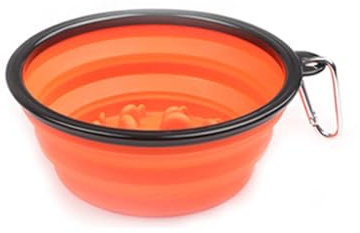 Ciotola portatile per cani e gatti in silicone pieghevole ciotola con gancio pieghevole per cuccioli e cani contenitore di colore solido