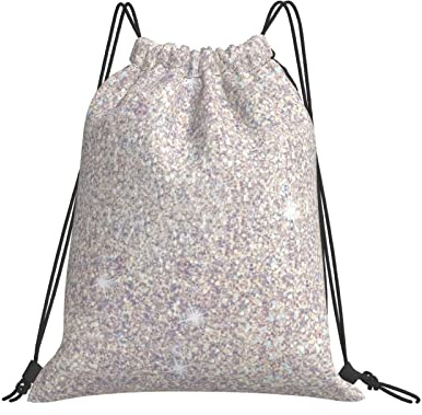 Meerjungfrau Silber Glitzer Funkelt Herren Damen Sportbeutel Leicht Kordelzug Tasche Robuster Kordelzugbeutel Rucksack Für Strand Yoga Turnhalle