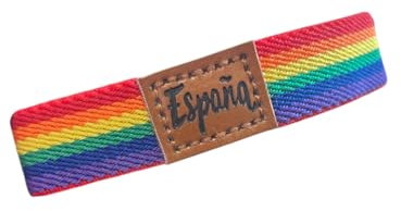 makio Pulsera Elástica Bandera del Orgullo Gay. Pulsera Bandera LGTBI. Pulsera Pride (Pulsera Orgullo Gay - Cuero España)