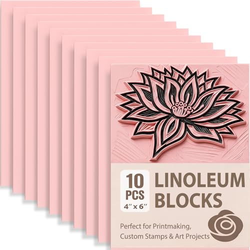 Rubber Linoleum Blocks for Printmaking: 10Pcs 4 x 6 Stamp Carving Kit - Perfect for Linocut Block Printing Supplies, Stamp Making, Craft Materials and DIY Art Projects